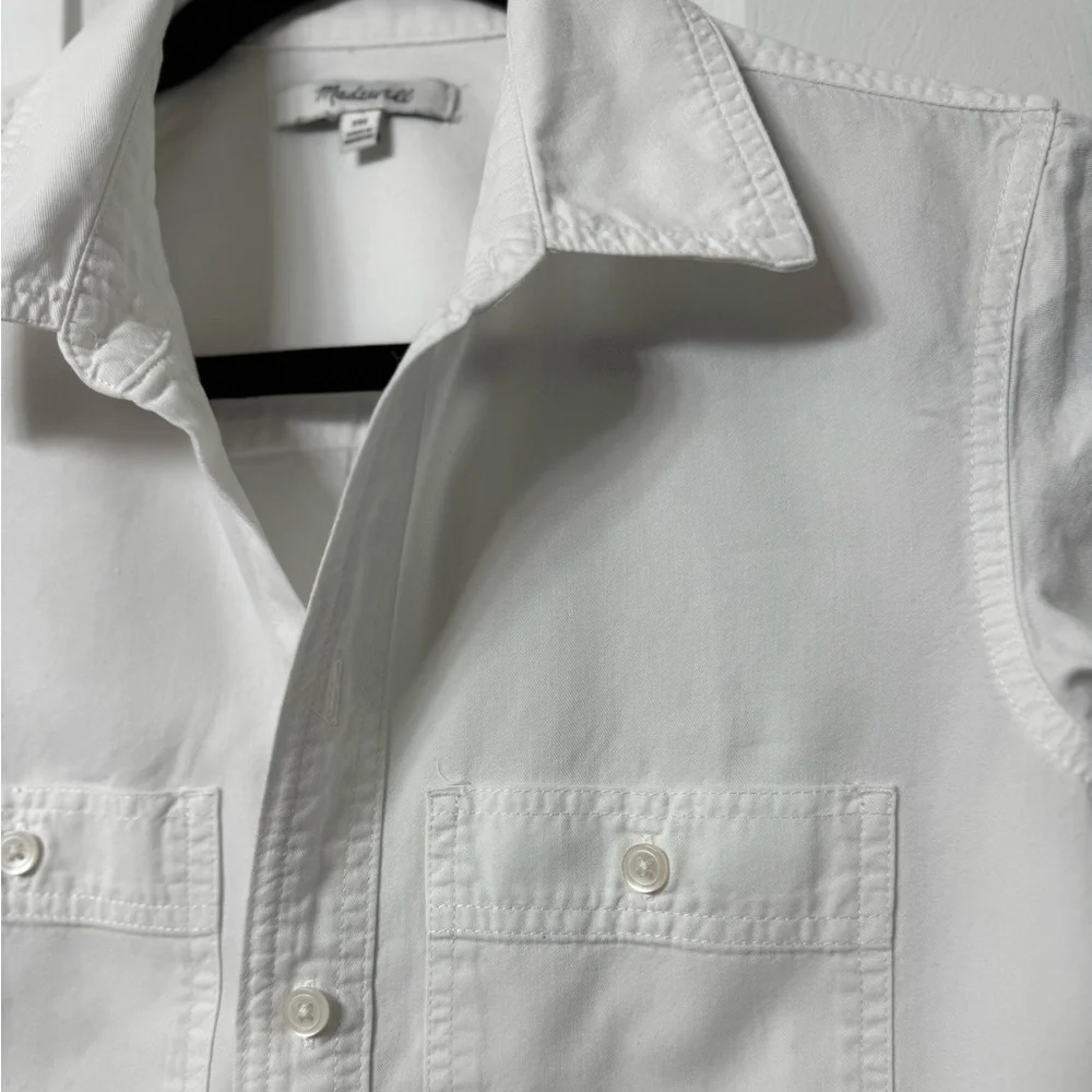 Madewell shirt XXS white button front collar pocket each breast long sleeve NWOT - Picture 5 of 13